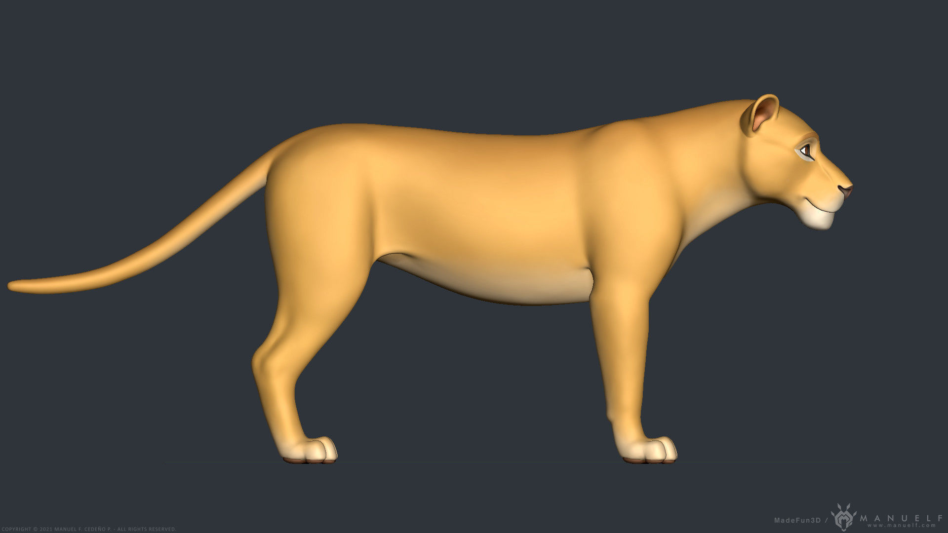 Stylized Cartoon Lion 3D model_2