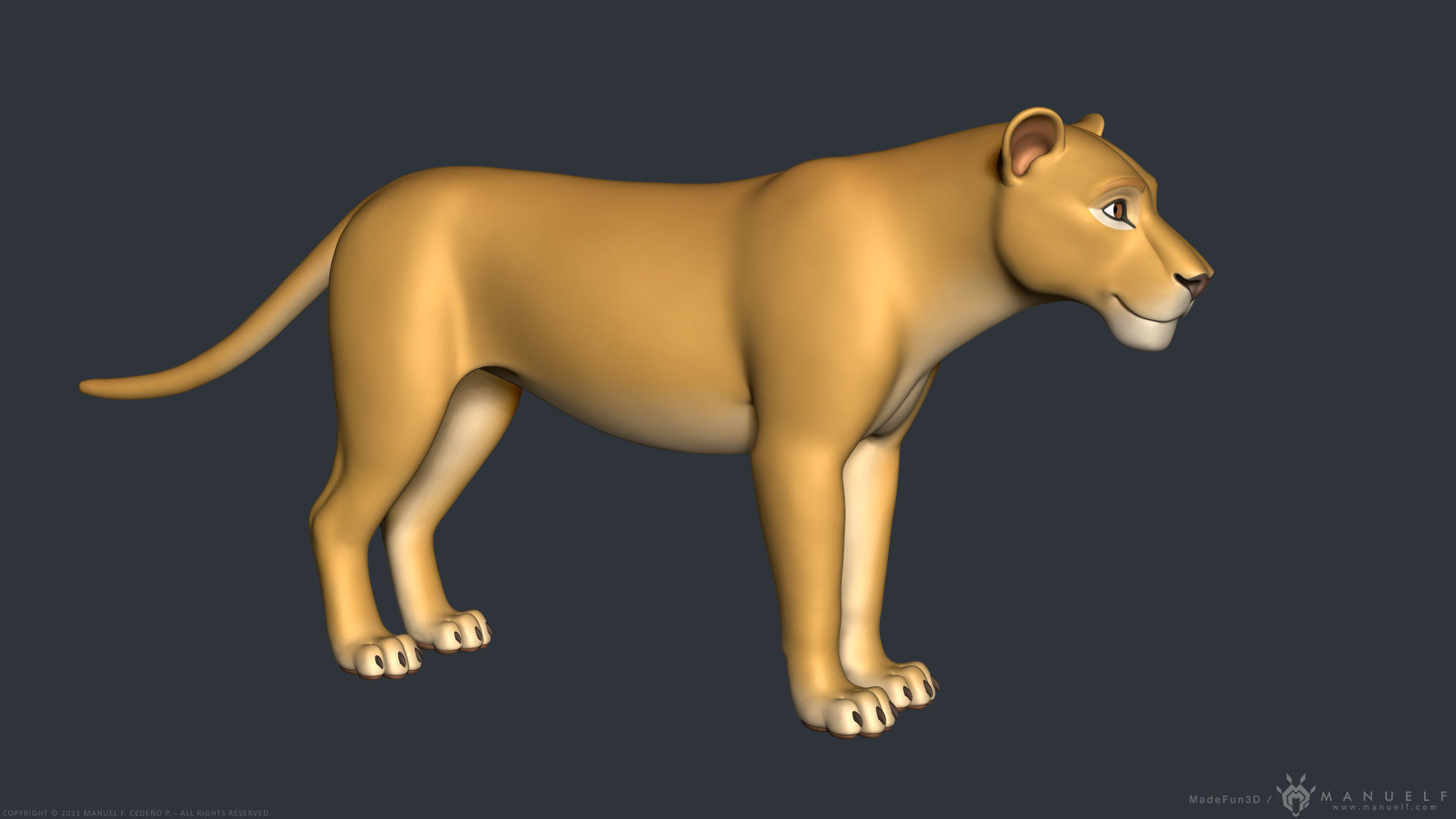 Stylized Cartoon Lion 3D model_1