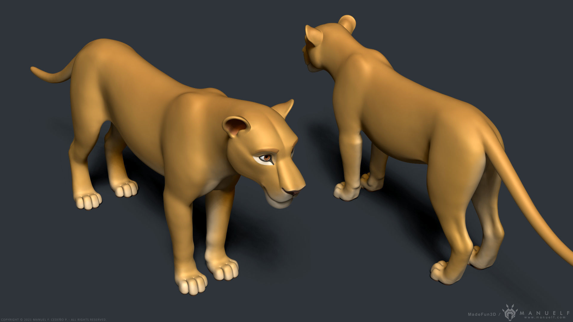 Stylized Cartoon Lion 3D model_6