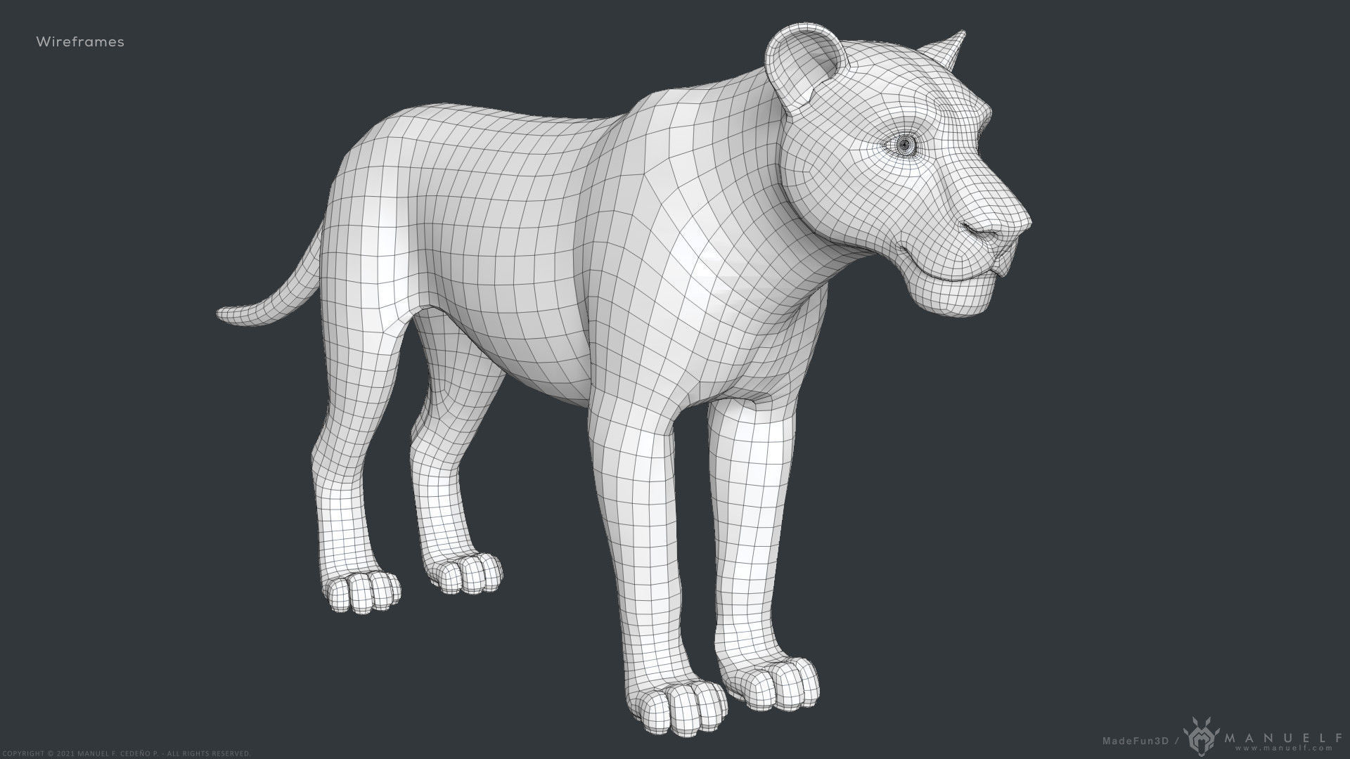 Stylized Cartoon Lion 3D model_19