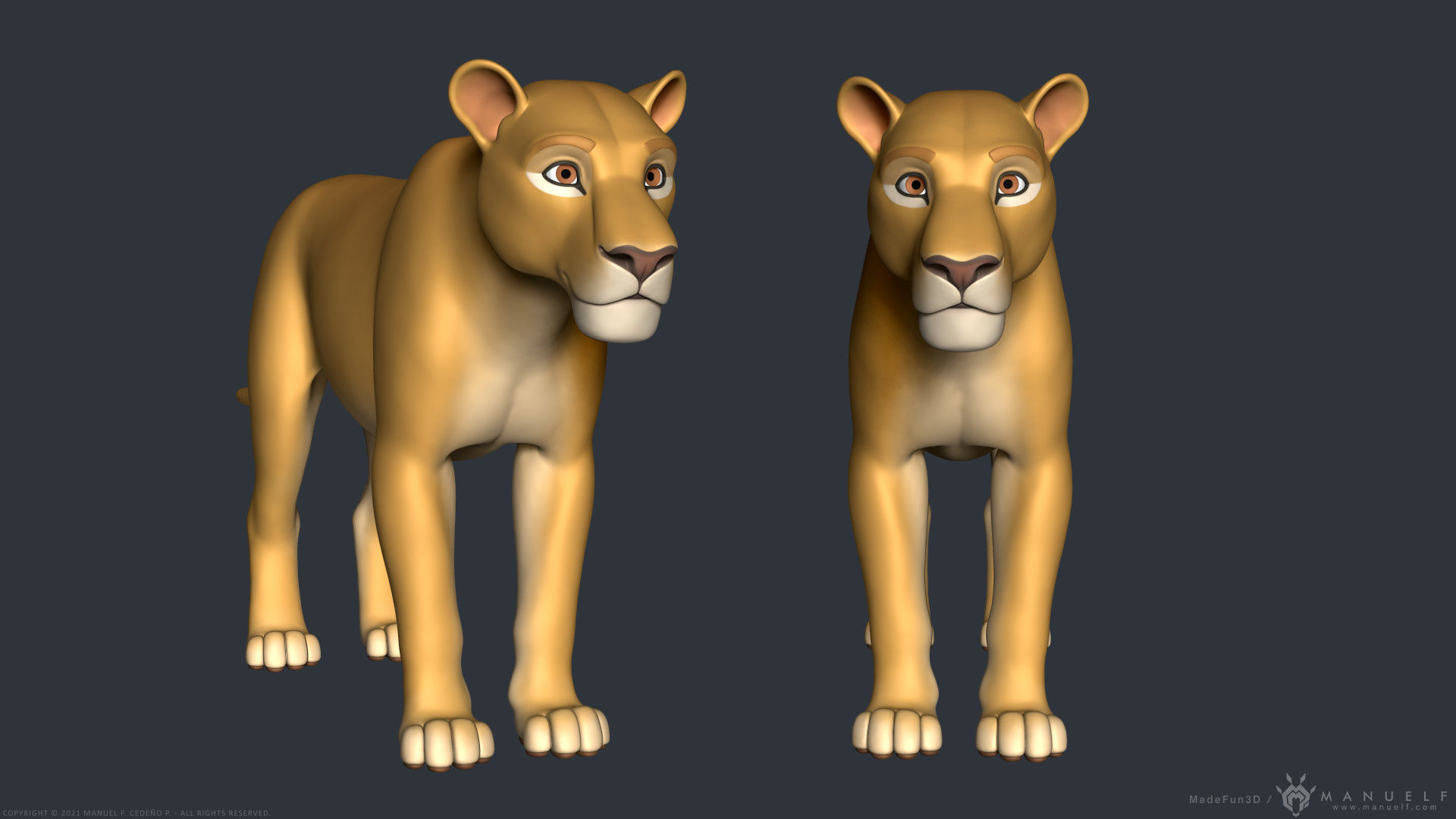 Stylized Cartoon Lion 3D model_3