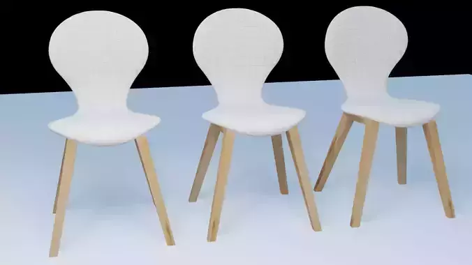 Blender Eevee Wooden Dining Chair minimalist Set Low-poly 3D model