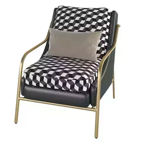 Homary-Black white Grid Accent Chair