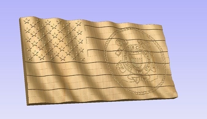 3D Wavy Flag with Coast Guard Seal 3D print model