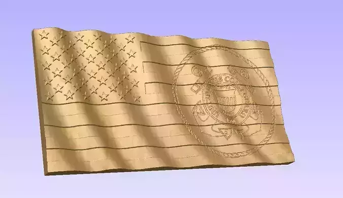 3D Wavy Flag with Coast Guard Seal