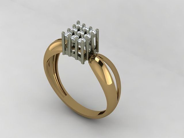 Woman Solitaire Ring Two Colours 3D Print Model  3D print model