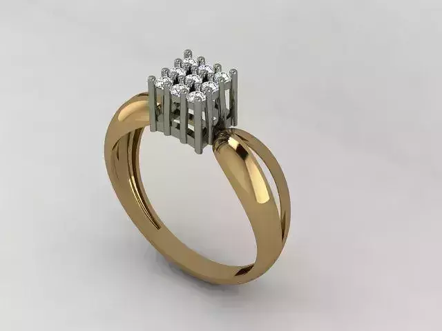 Woman Solitaire Ring Two Colours 3D Print Model 