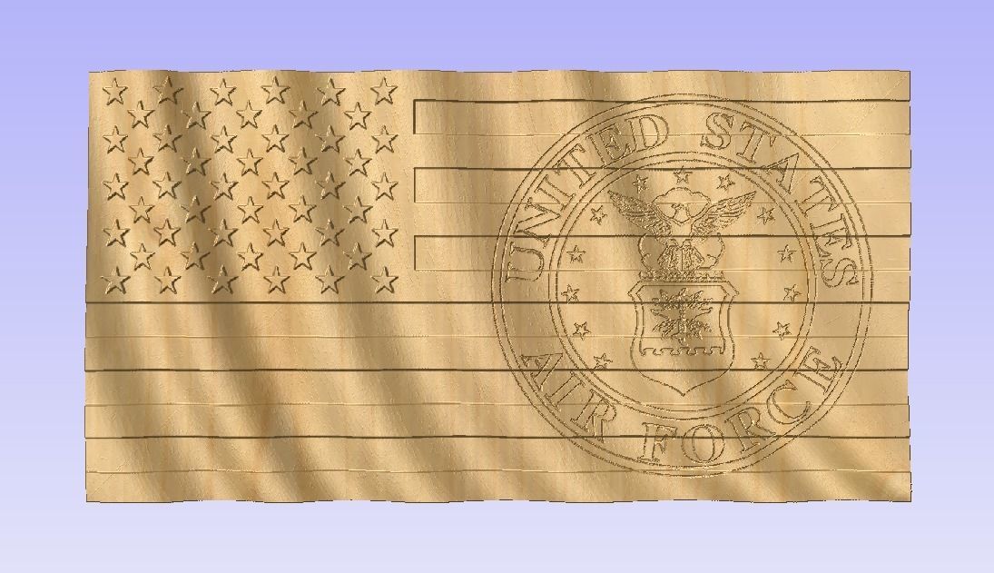3D Wavy Flag with Air Force Seal 3D print model_1