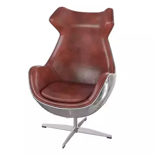 Homary-Retro Upholstered Leather Accent Chair Aluminum Chair