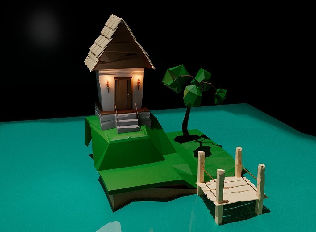 House on the island 3D model_1