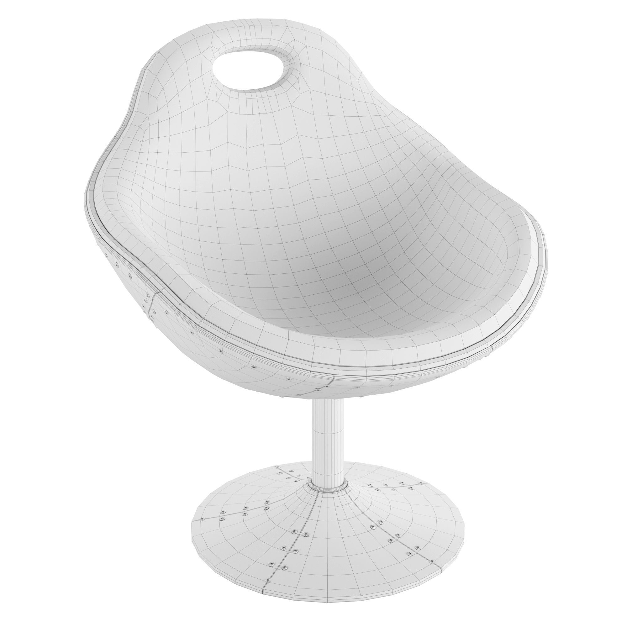 Homary-Upholstered Accent Chair Modern Chair in Aluminum 3D model_1