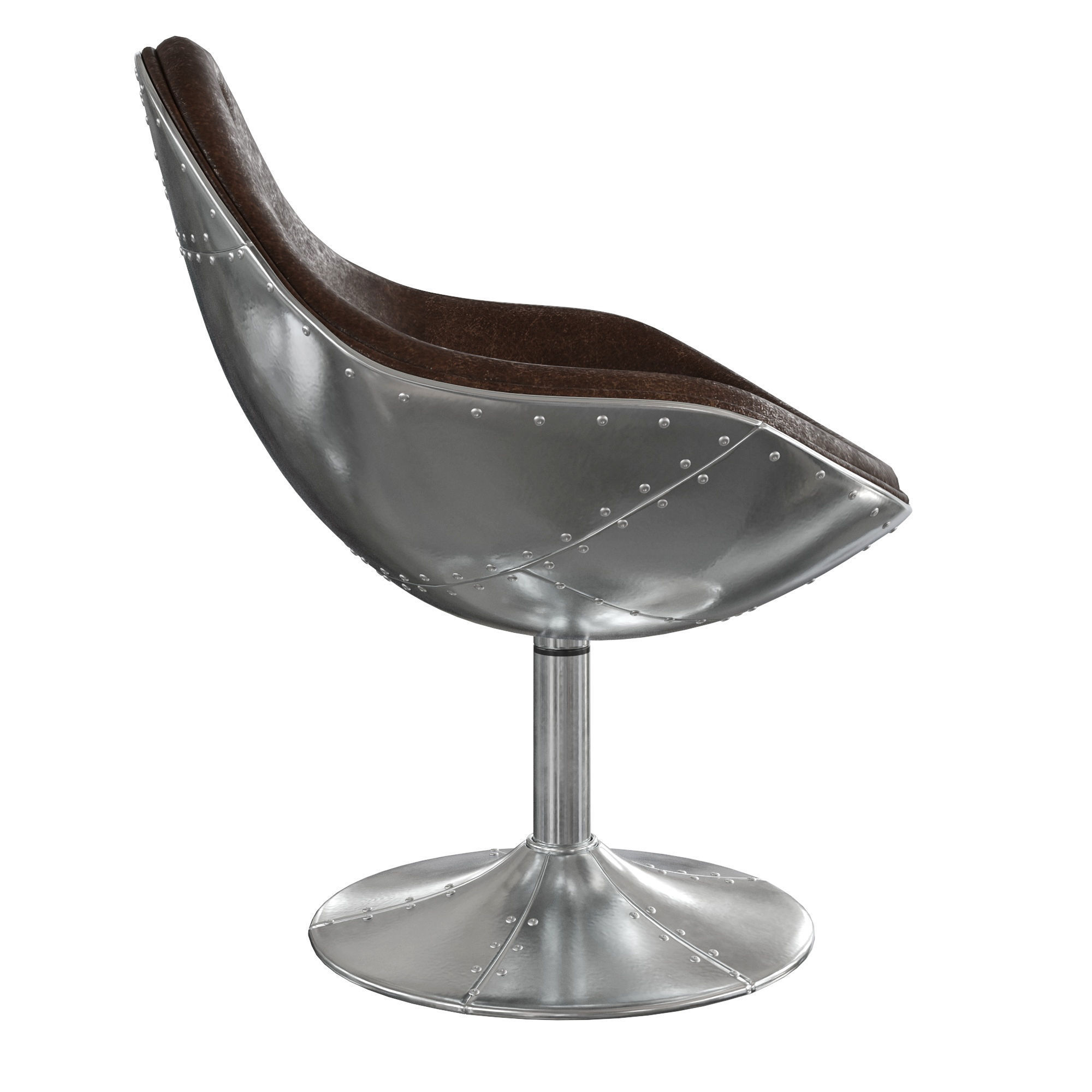 Homary-Upholstered Accent Chair Modern Chair in Aluminum 3D model_2