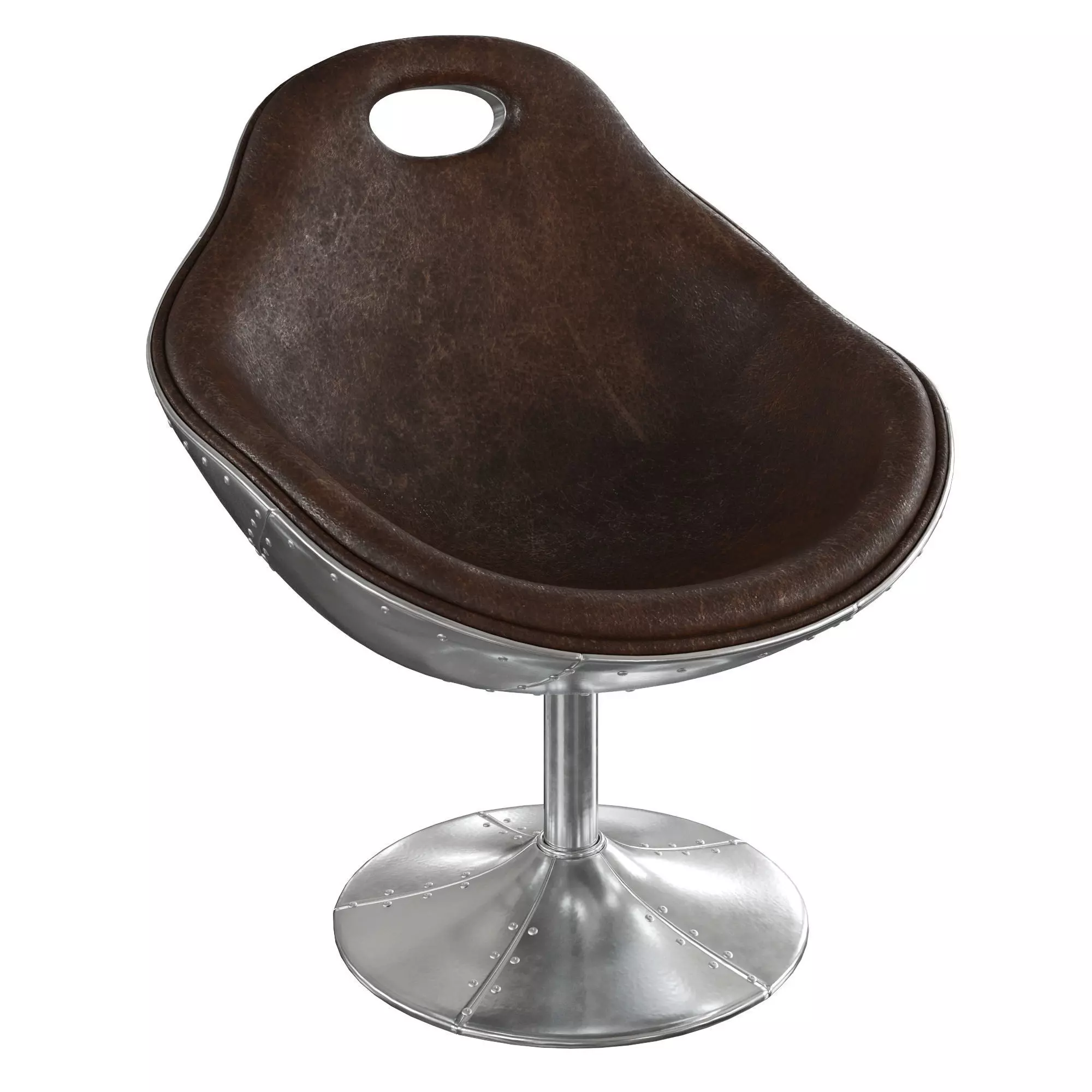 Homary-Upholstered Accent Chair Modern Chair in Aluminum 3D model_0