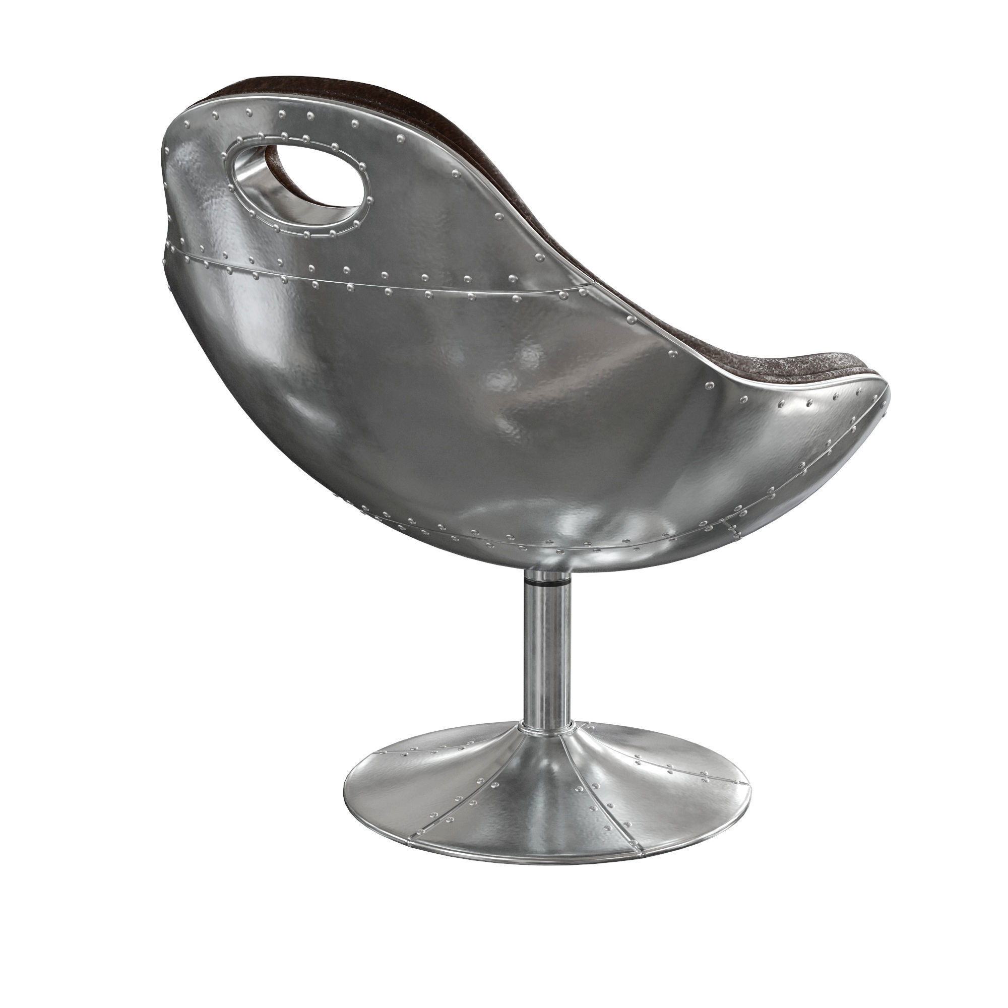 Homary-Upholstered Accent Chair Modern Chair in Aluminum 3D model_3