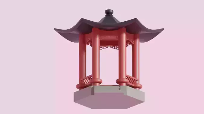 Cartoon Chinese Pavilion