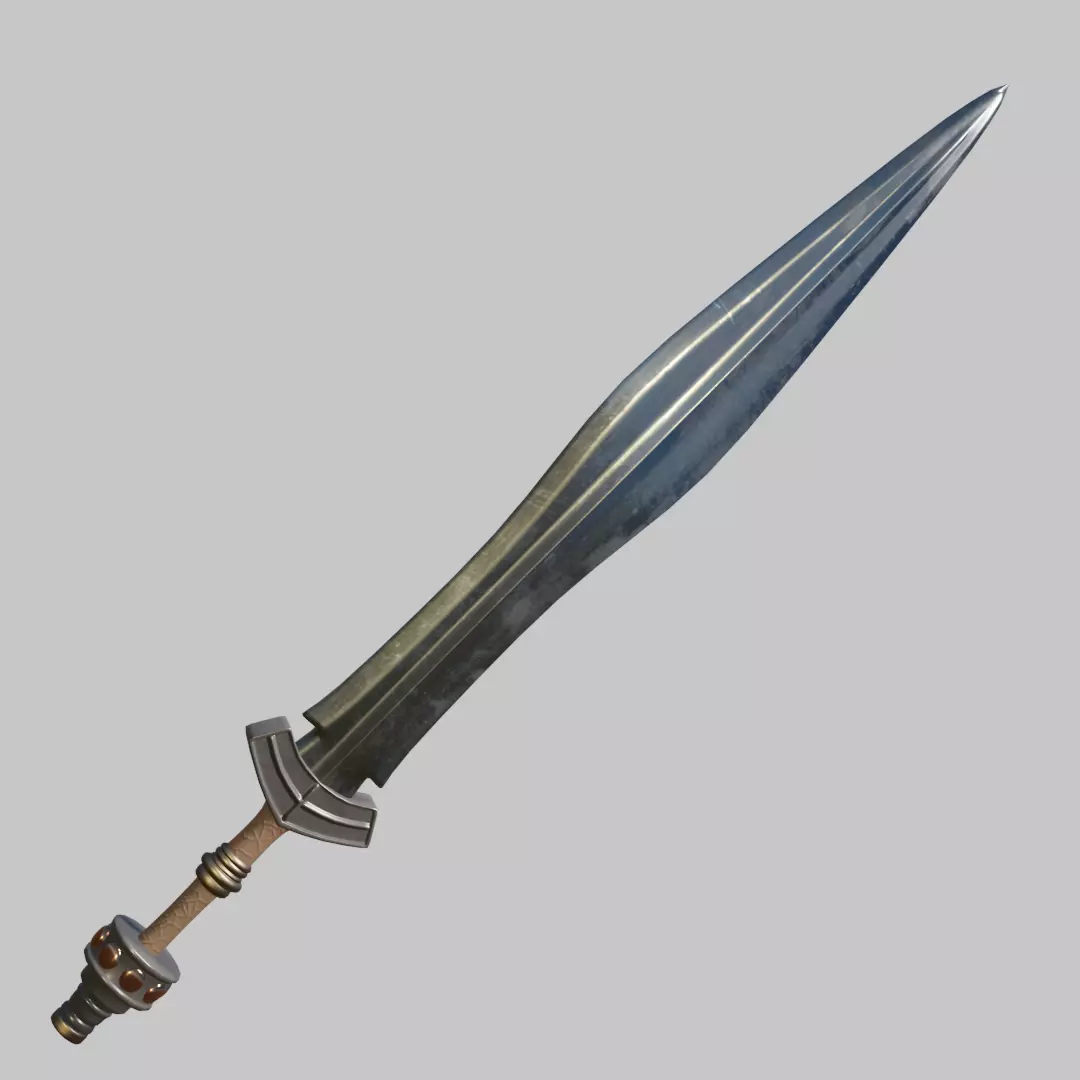 straight classic Germanic sword high 3D model_0