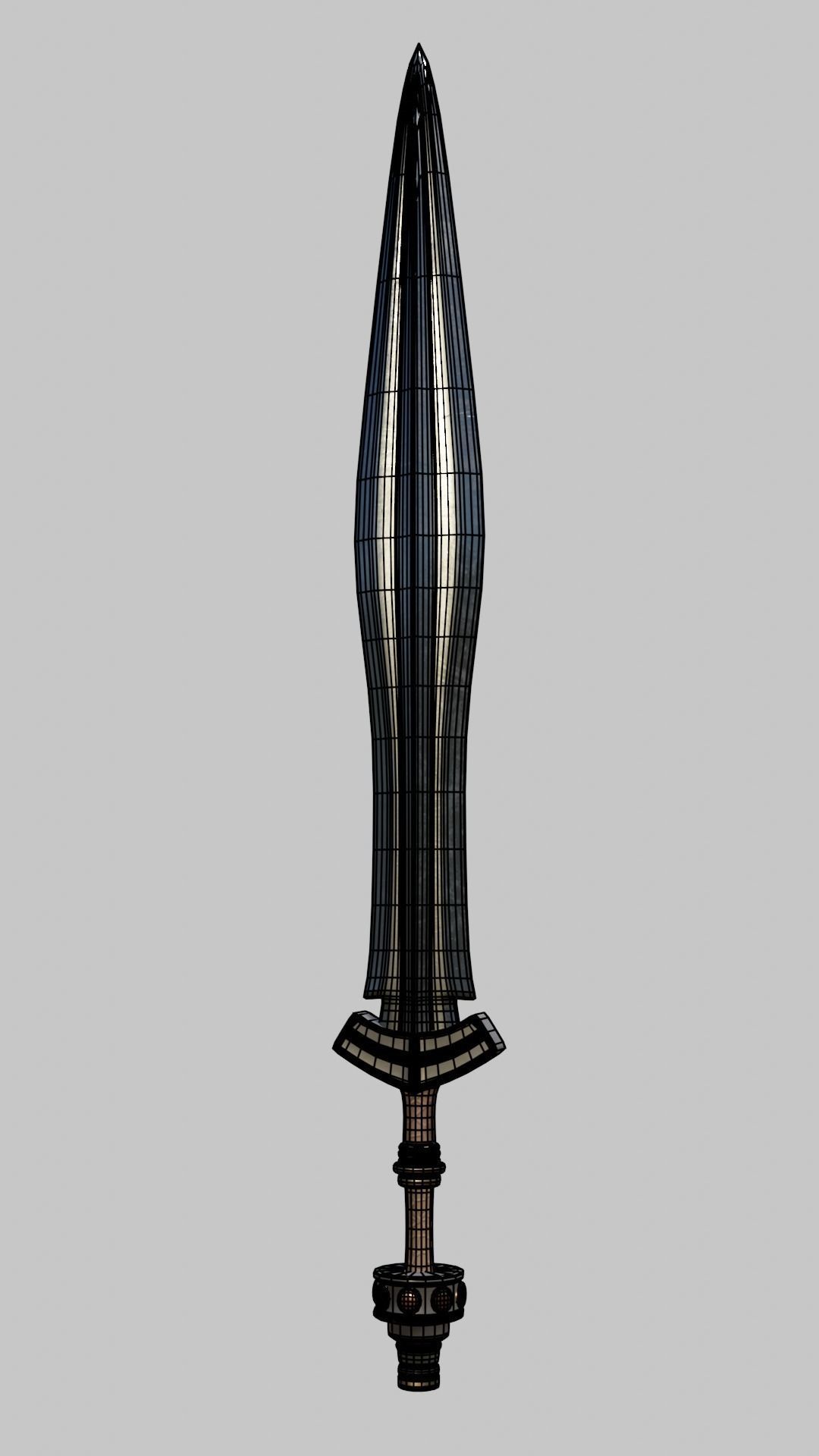straight classic Germanic sword high 3D model_12