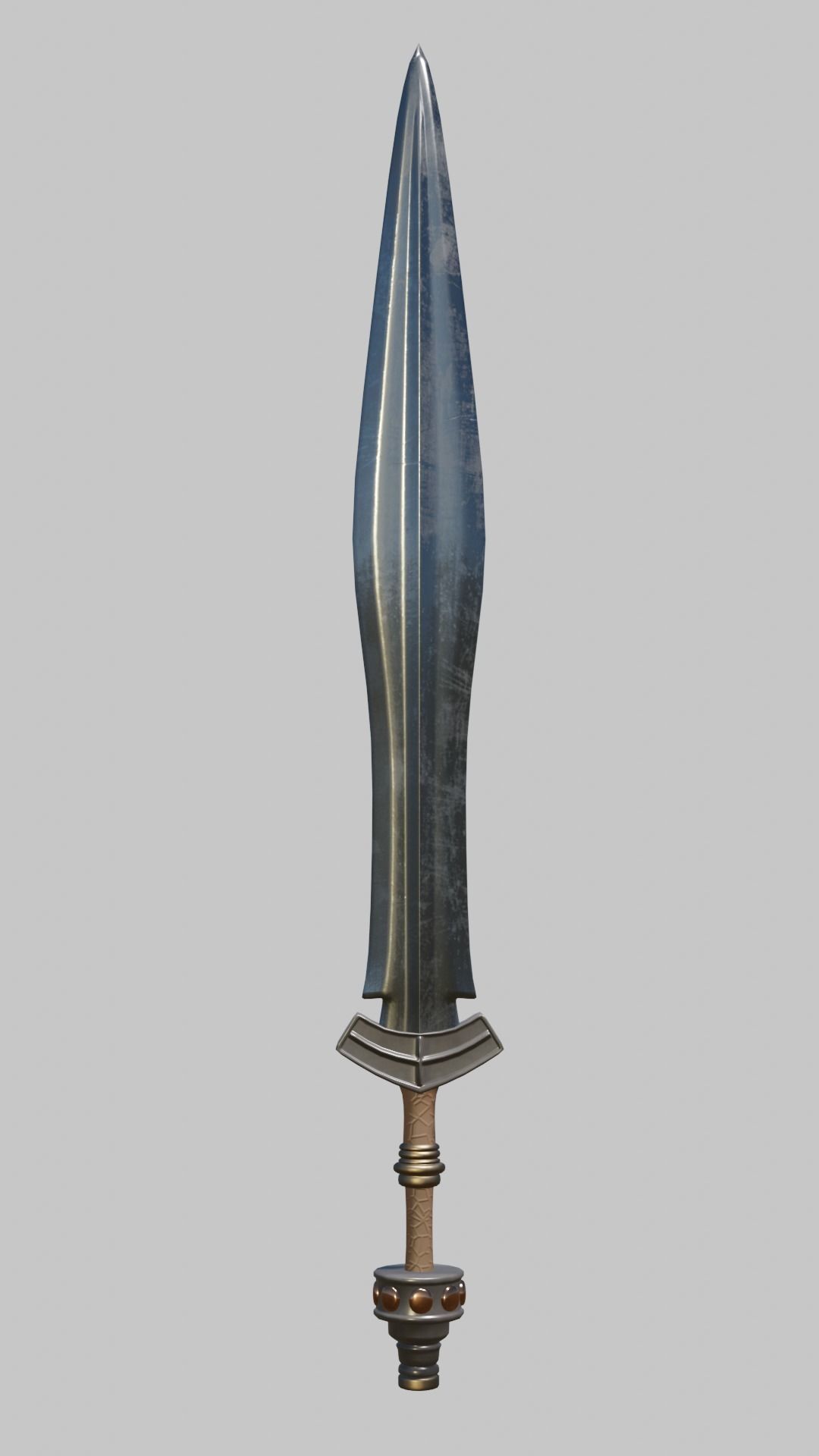 straight classic Germanic sword high 3D model_10