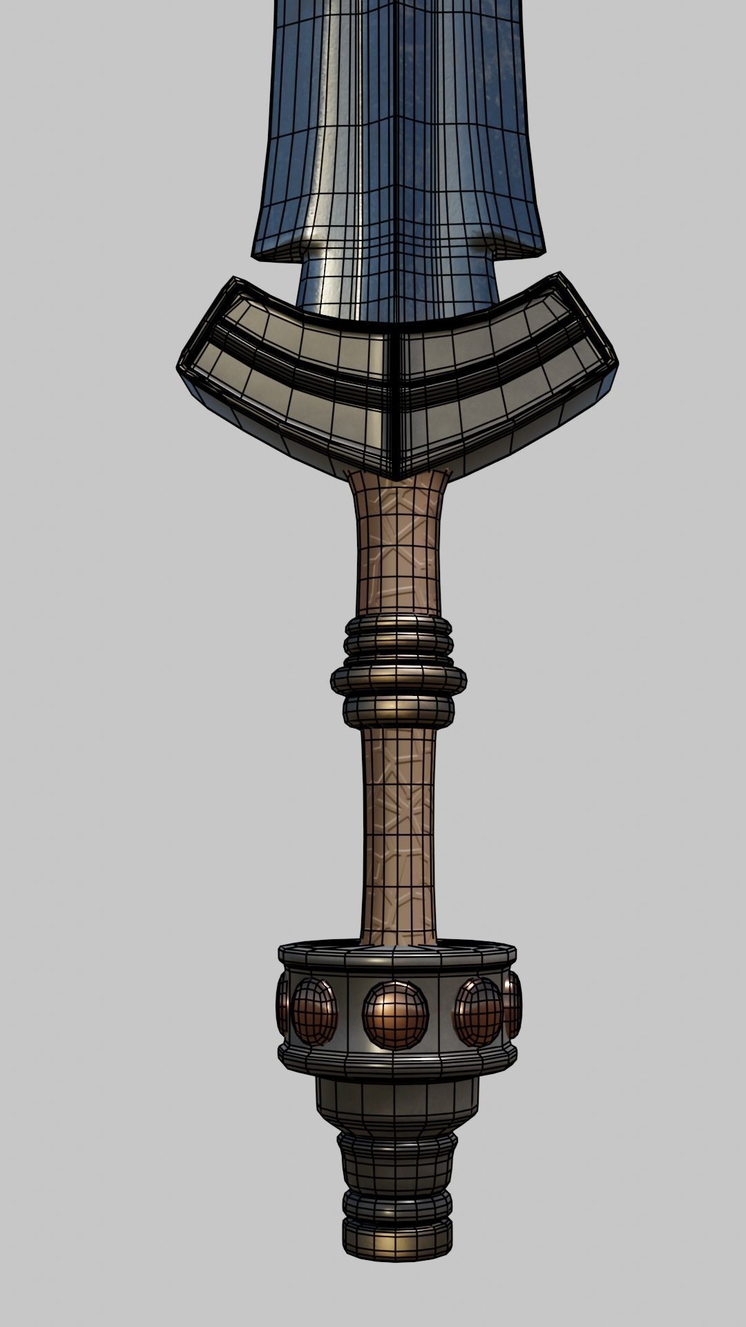 straight classic Germanic sword high 3D model_2