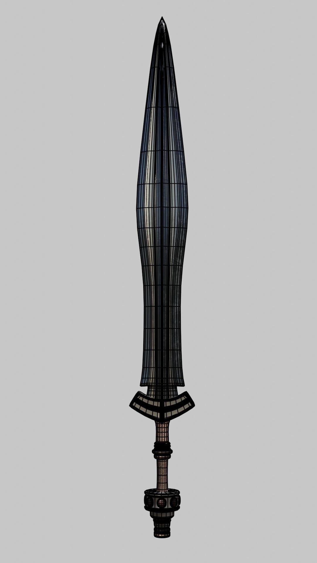 straight classic Germanic sword high 3D model_13