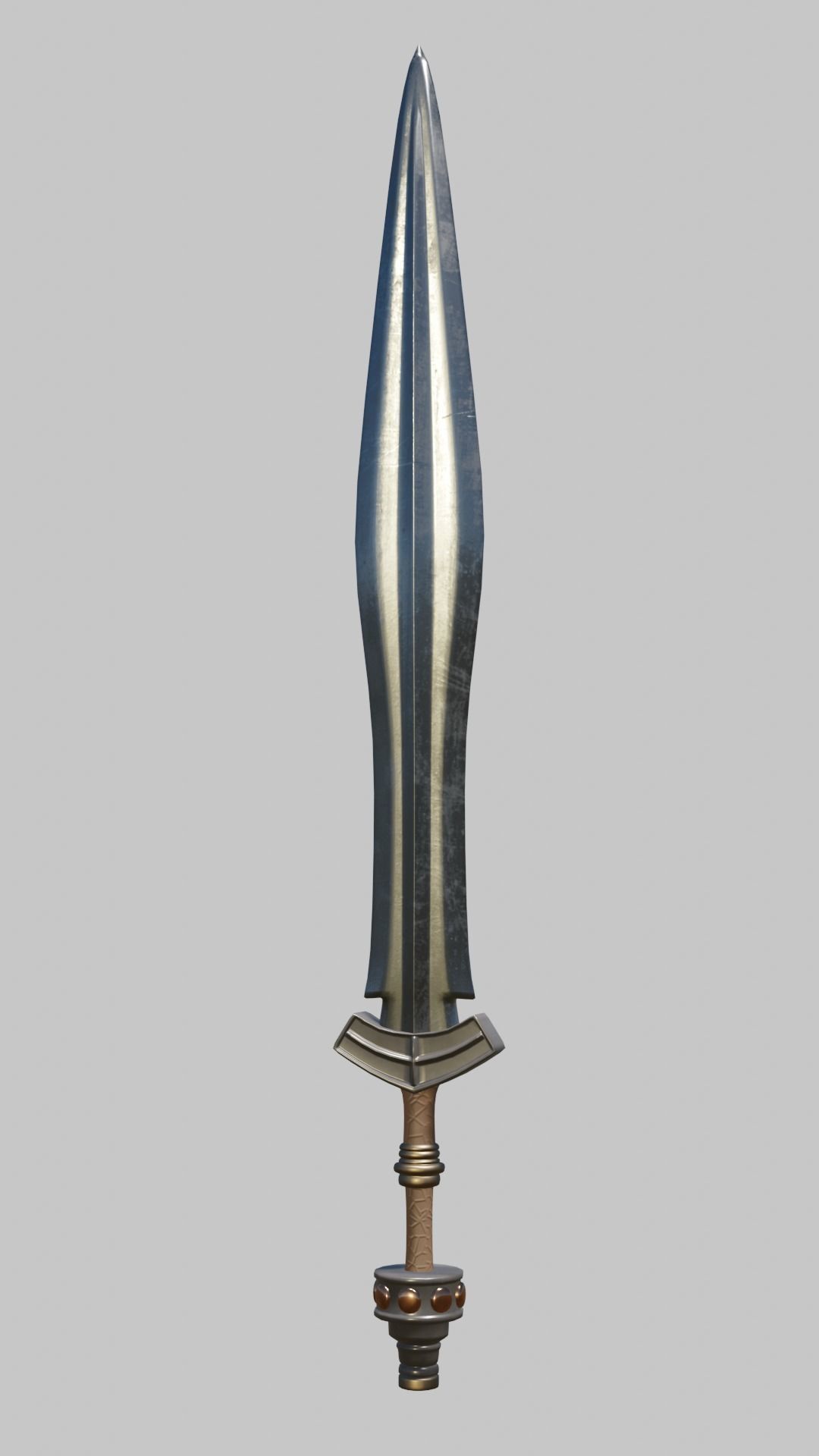 straight classic Germanic sword high 3D model_11