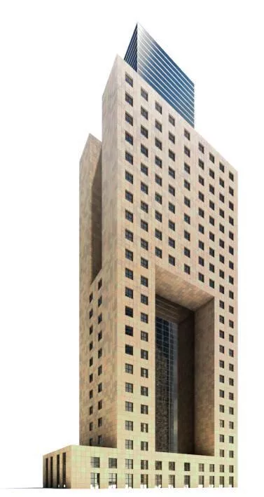Concrete And Glass Skyscraper 3D model