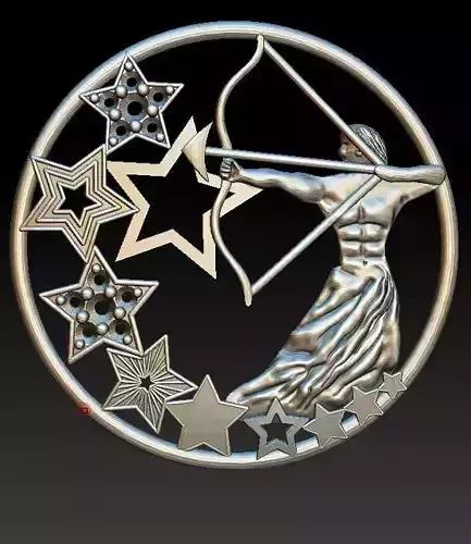 Pandent medallion with star in middle 3D print model