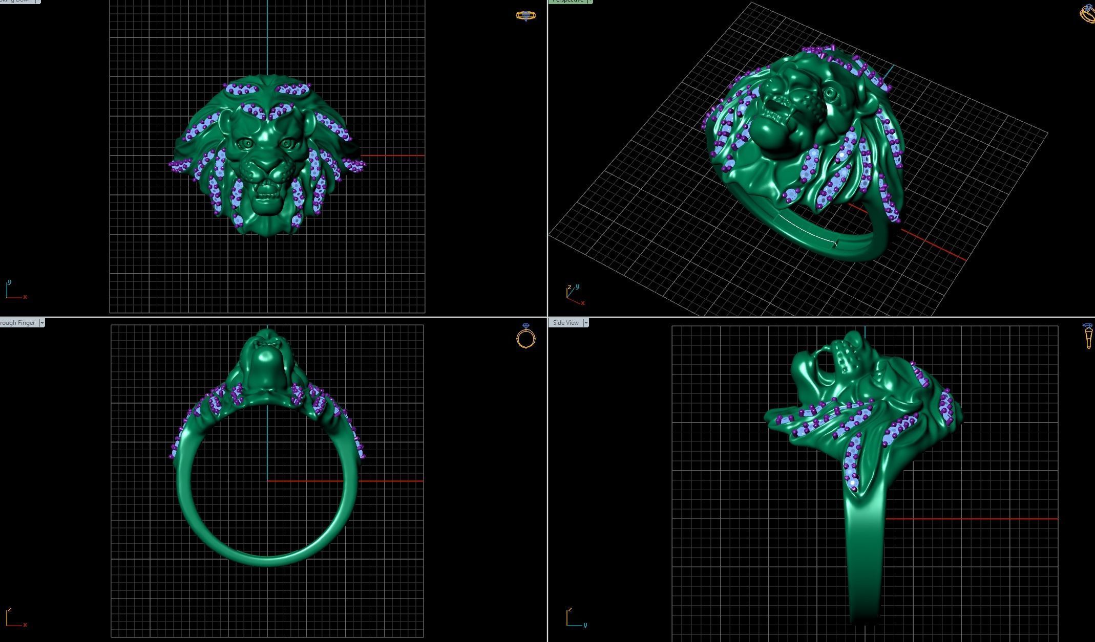 lions rings Low-poly 3D model_4