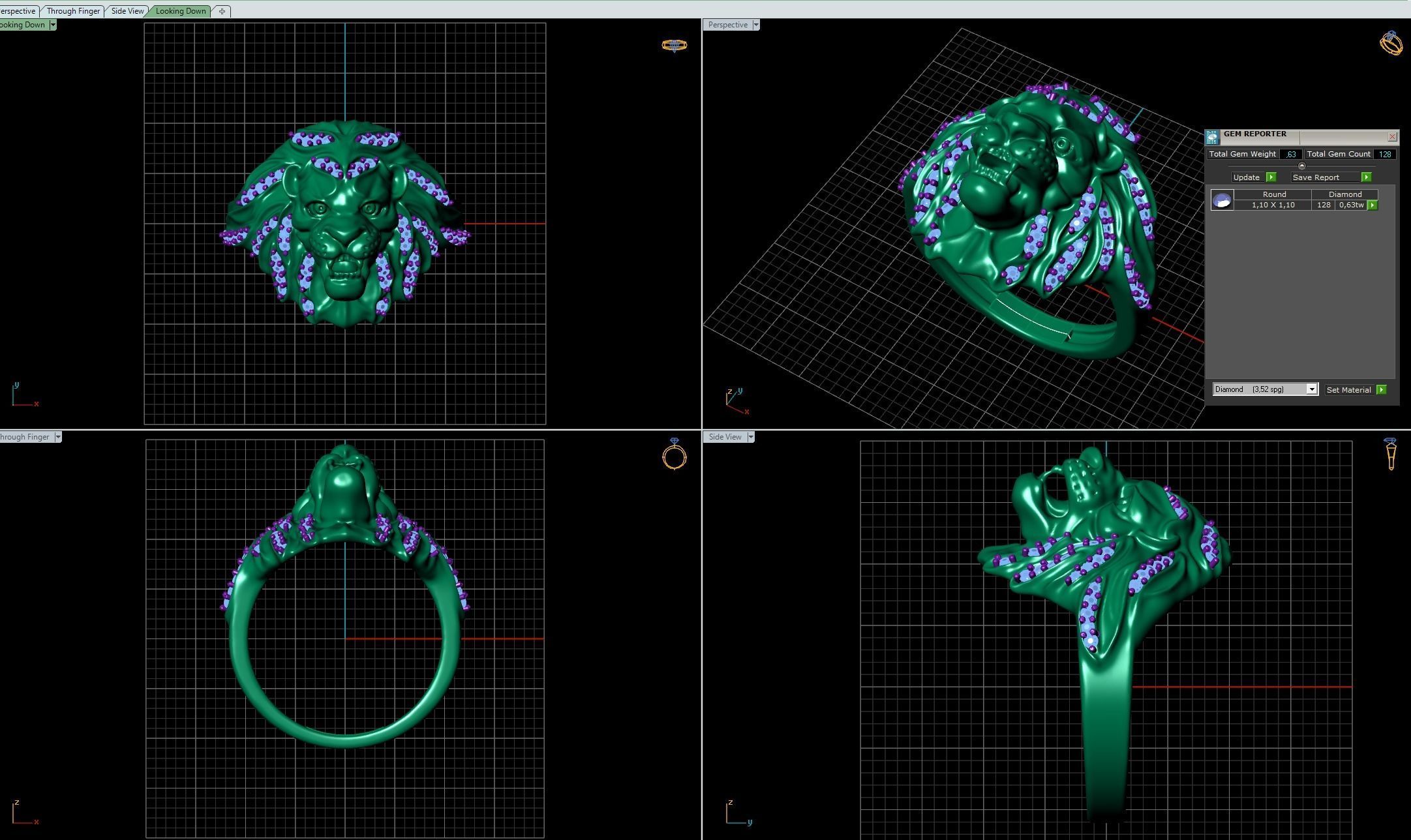 lions rings Low-poly 3D model_5