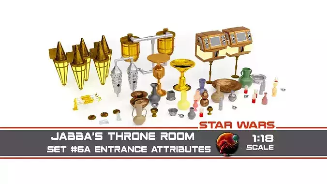 Jabbas Throne Room - Set 6a -Main Entrance Attributes 1-18 scale