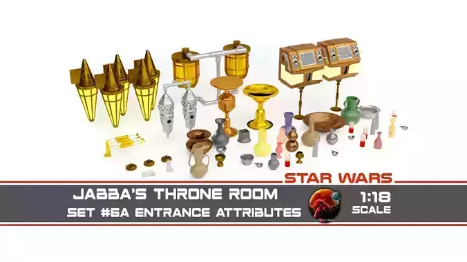 Jabbas Throne Room - Set 6a -Main Entrance Attributes 1-18 scale 3D print model