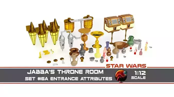 Jabbas Throne Room - Set 6a -Main Entrance Attributes 1-12 scale 3D print model