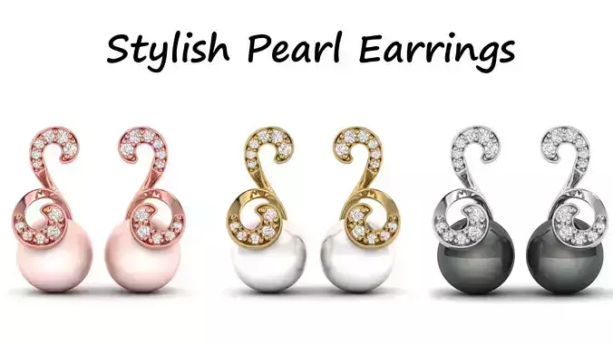 Stylish Pearl Diamond Earrings