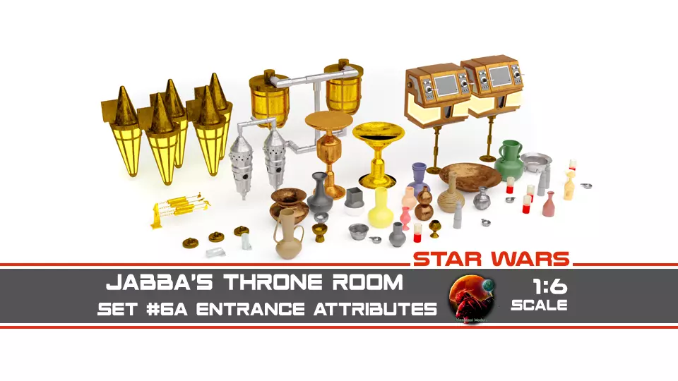 Jabbas Throne Room - Set 6a -Main Entrance Attributes 1-6 scale 3D print model_0