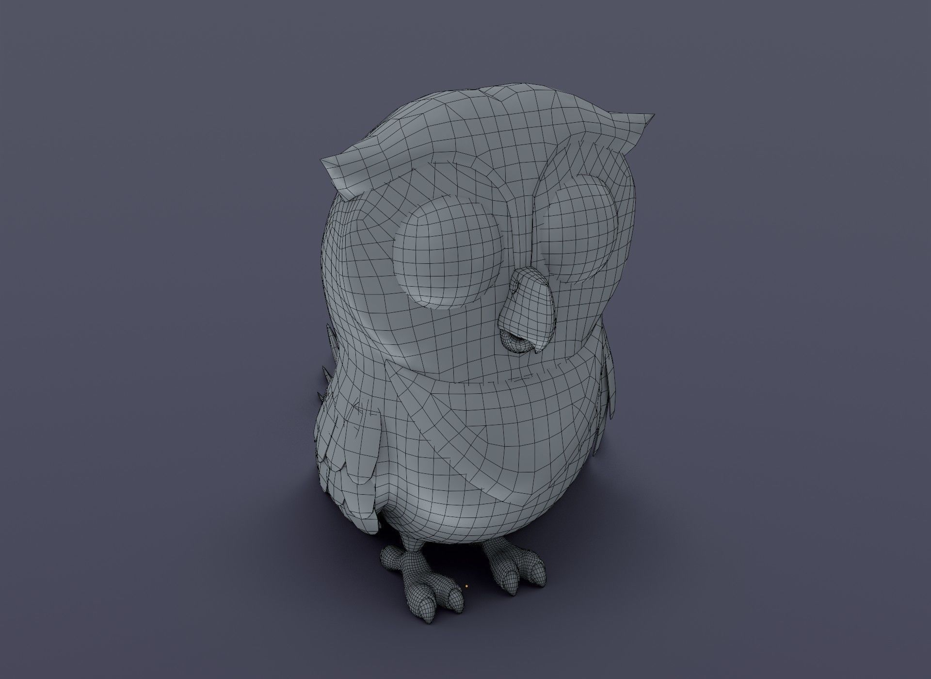 Cartoon Owl Rigged Base Mesh 3D Model Low-poly 3D model_3