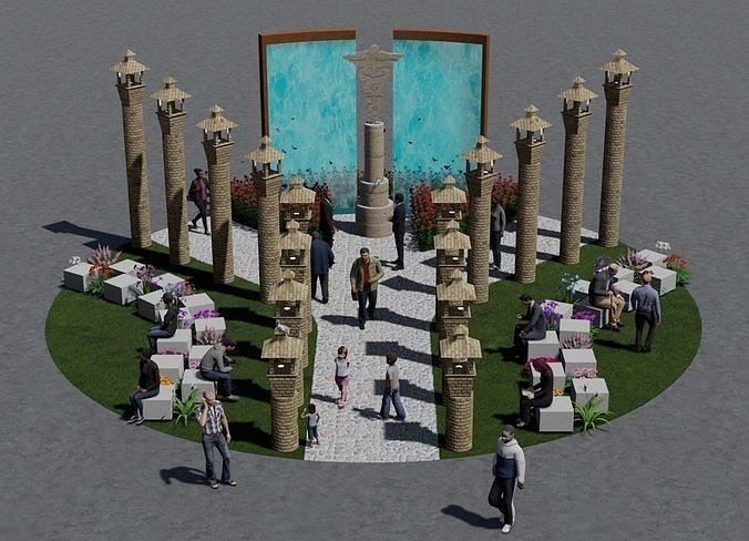 Memorial design on a street  Free 3D model