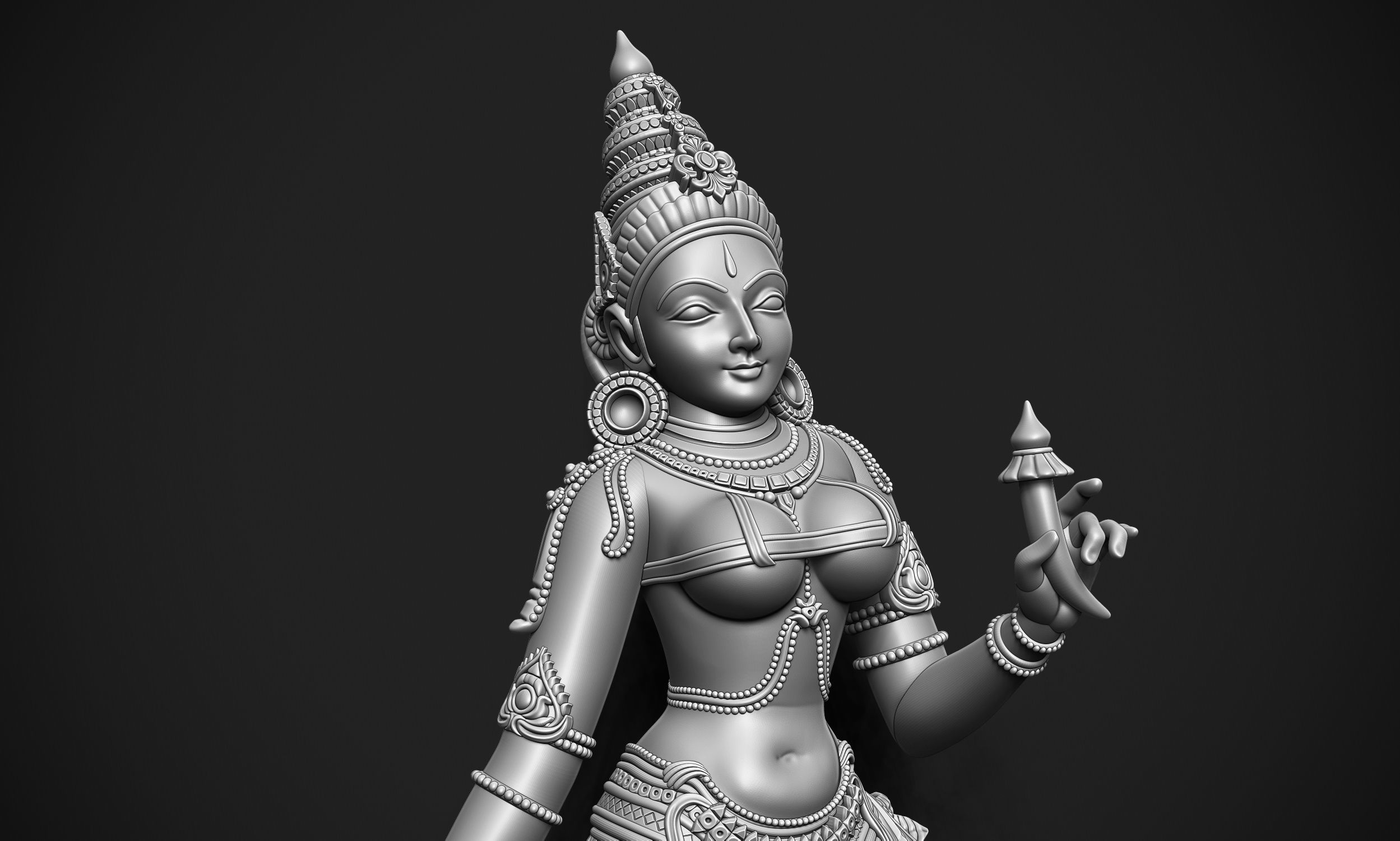 Bhudevi Ancient Sculpture 3D print model_7