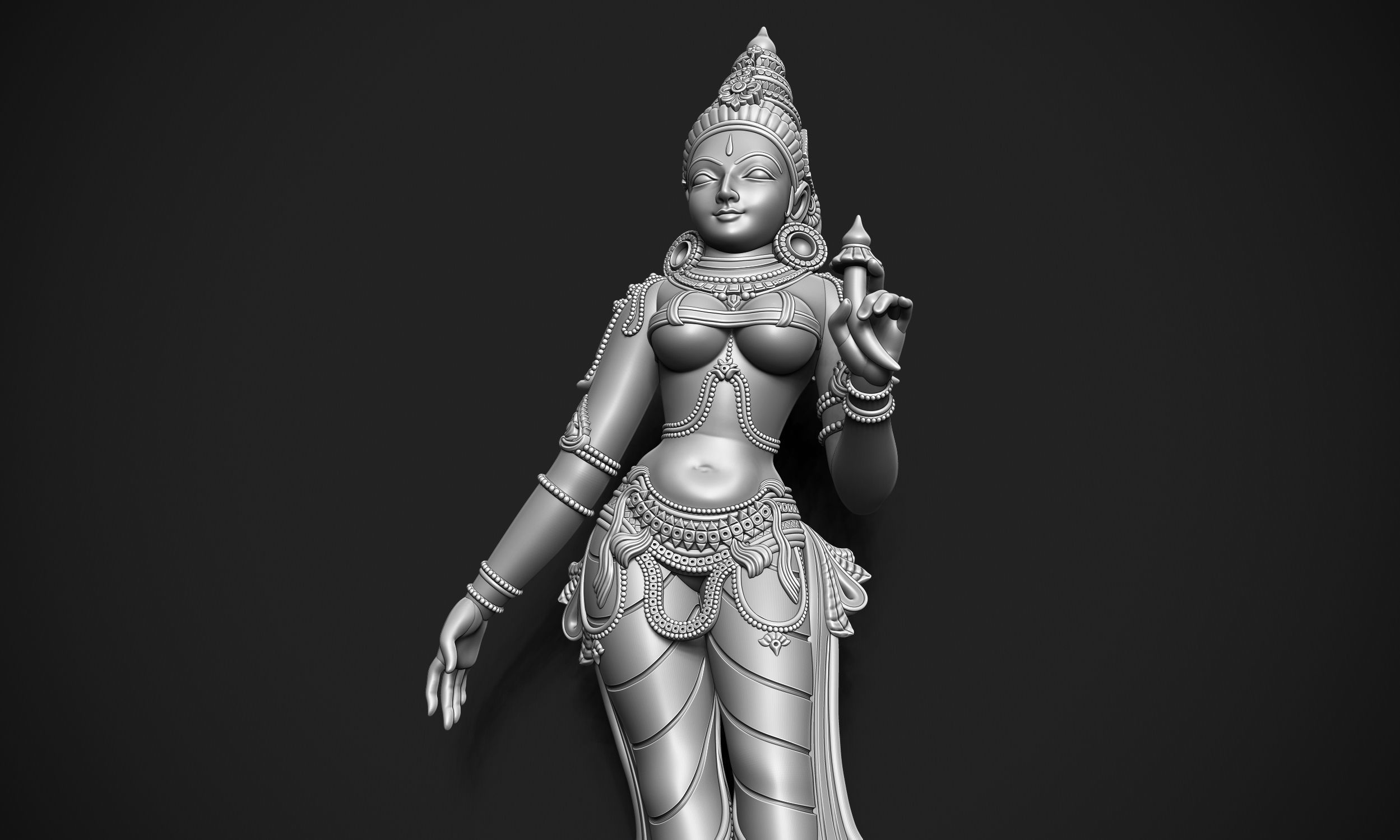 Bhudevi Ancient Sculpture 3D print model_5