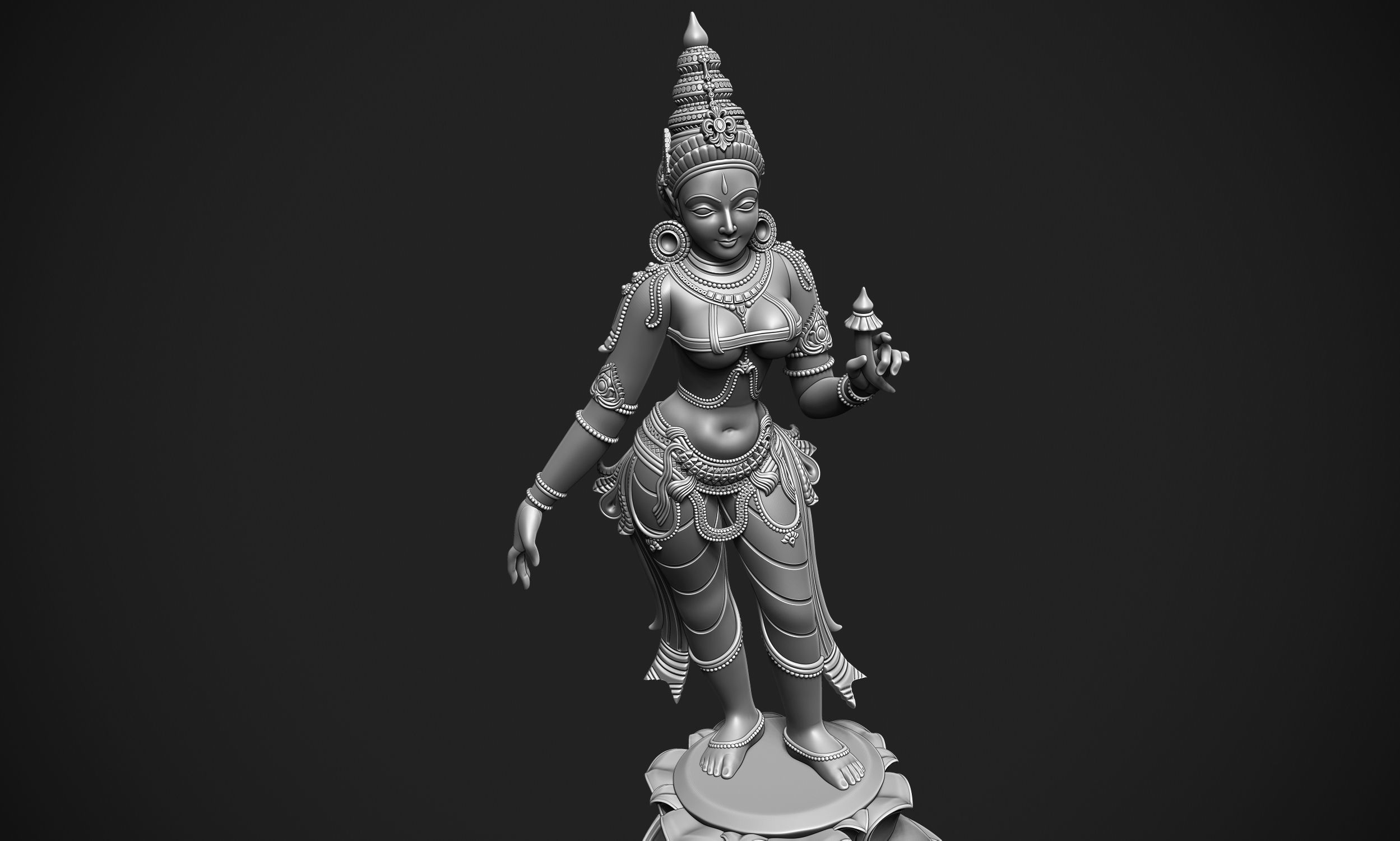 Bhudevi Ancient Sculpture 3D print model_20