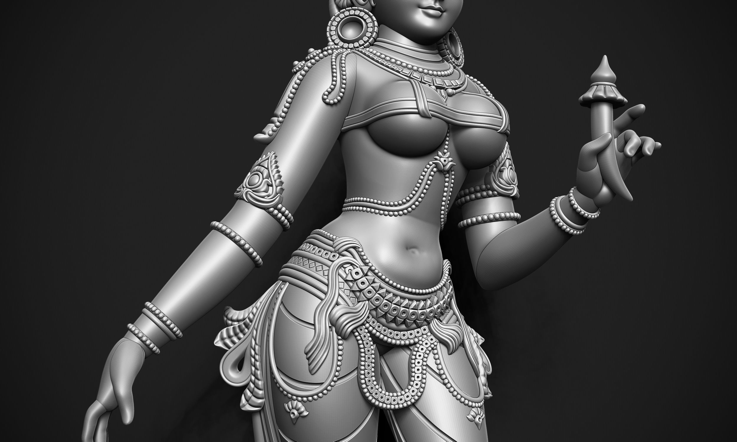 Bhudevi Ancient Sculpture 3D print model_10