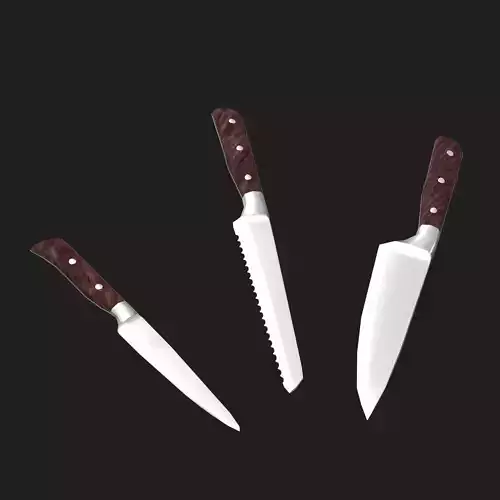 Kitchen Knife - 3 Piece Set Low-poly 3D model