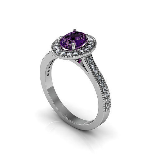 Oval One Row Diamond Ring SD 3D print model