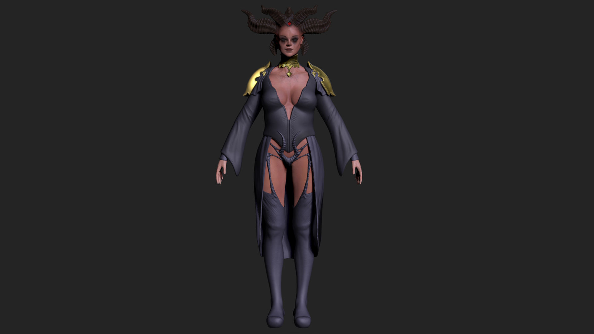 Lilith woman in futuristic outfit 3D model_1