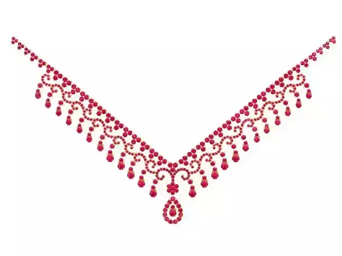 Luxury V Shape Diamond Necklace for Women 3D Model 2194