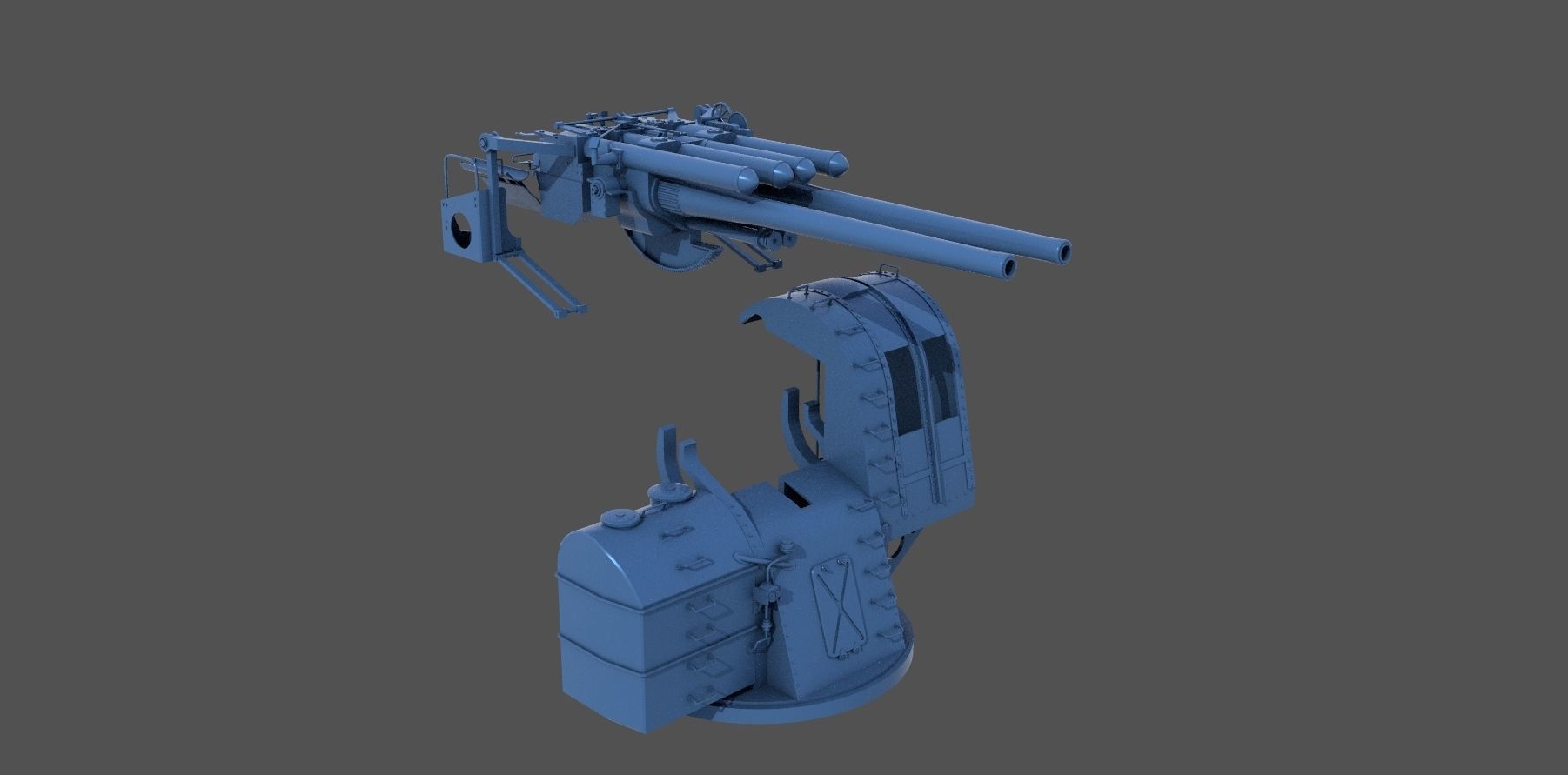 Yamato type 89 AA turret - Personal license - 1-100 scale 3D print model_5