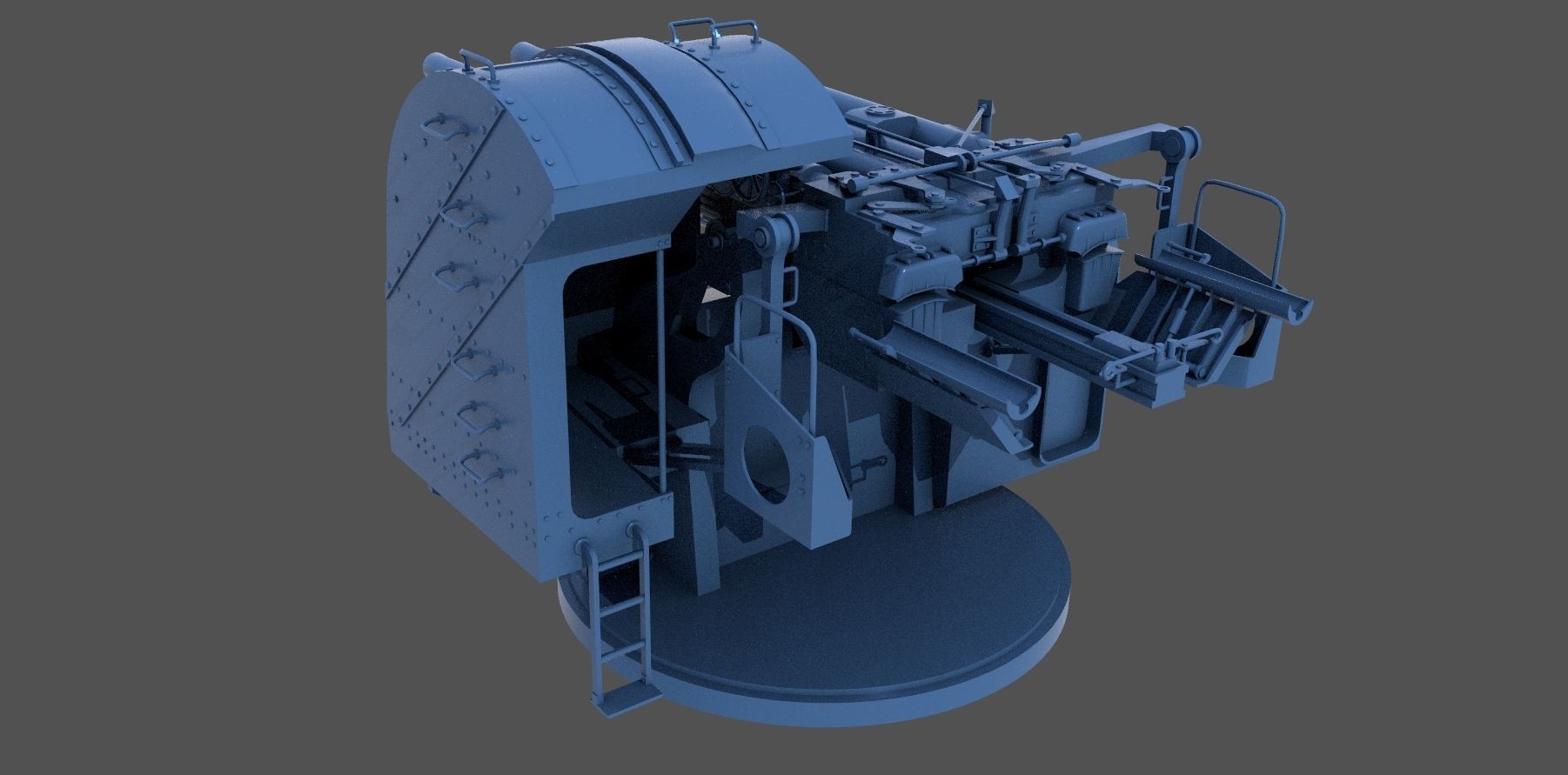 Yamato type 89 AA turret - Personal license - 1-100 scale 3D print model_2