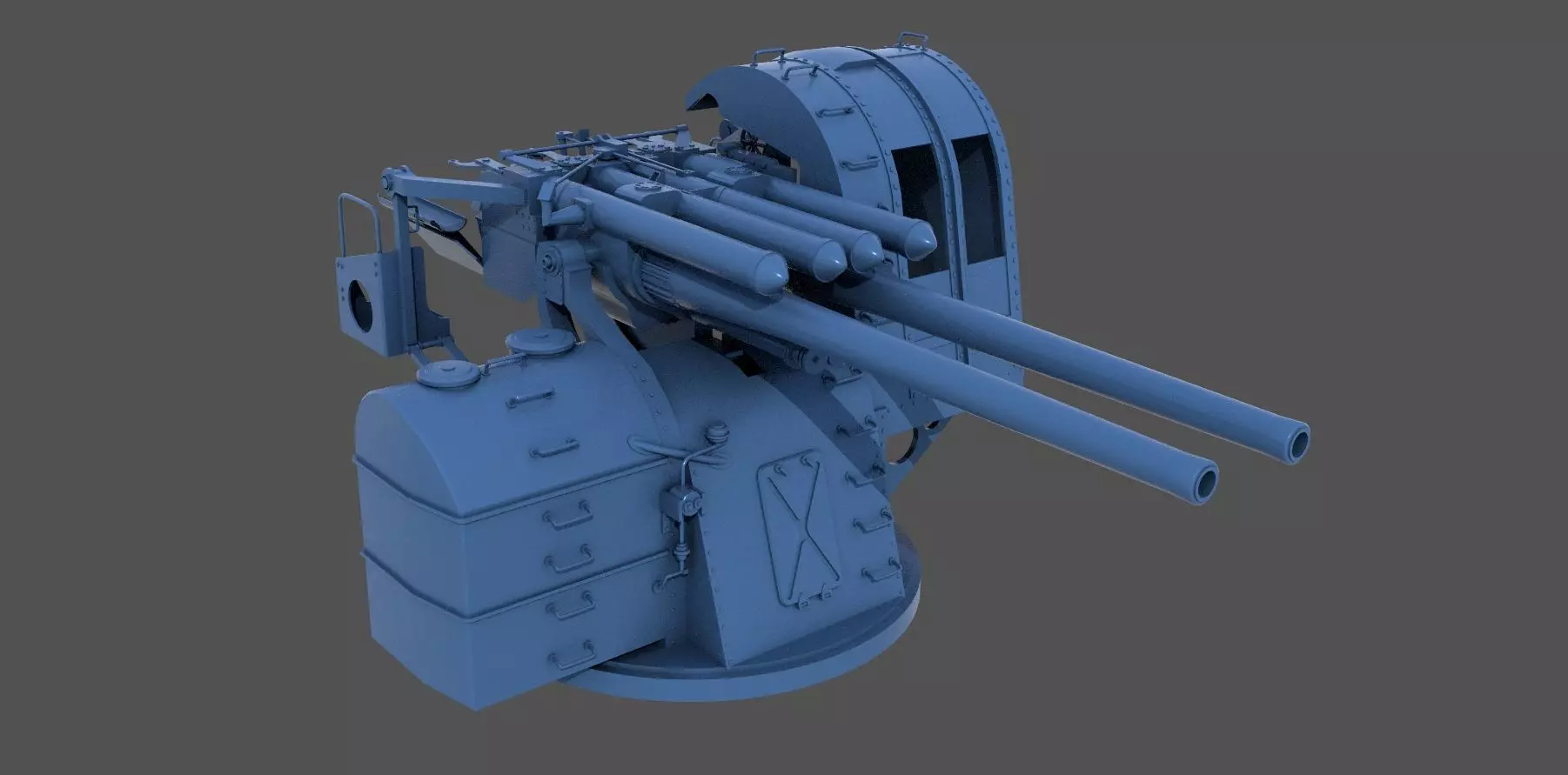 Yamato type 89 AA turret - Personal license - 1-100 scale 3D print model_0