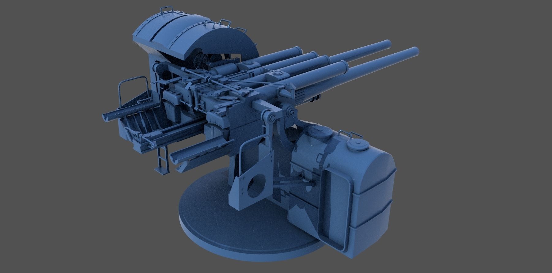 Yamato type 89 AA turret - Personal license - 1-100 scale 3D print model_3