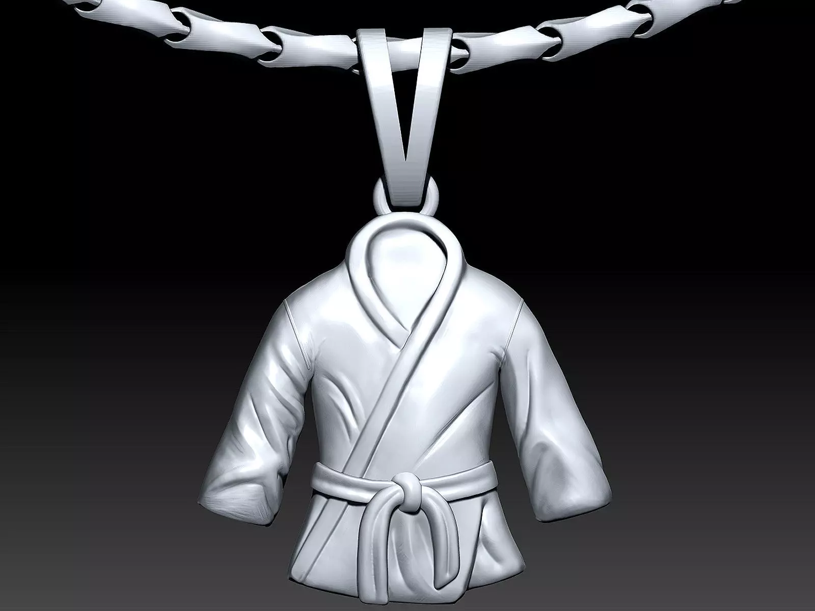 karate dress Kimono pendant Sculpture jewelry gold 3D print model_0