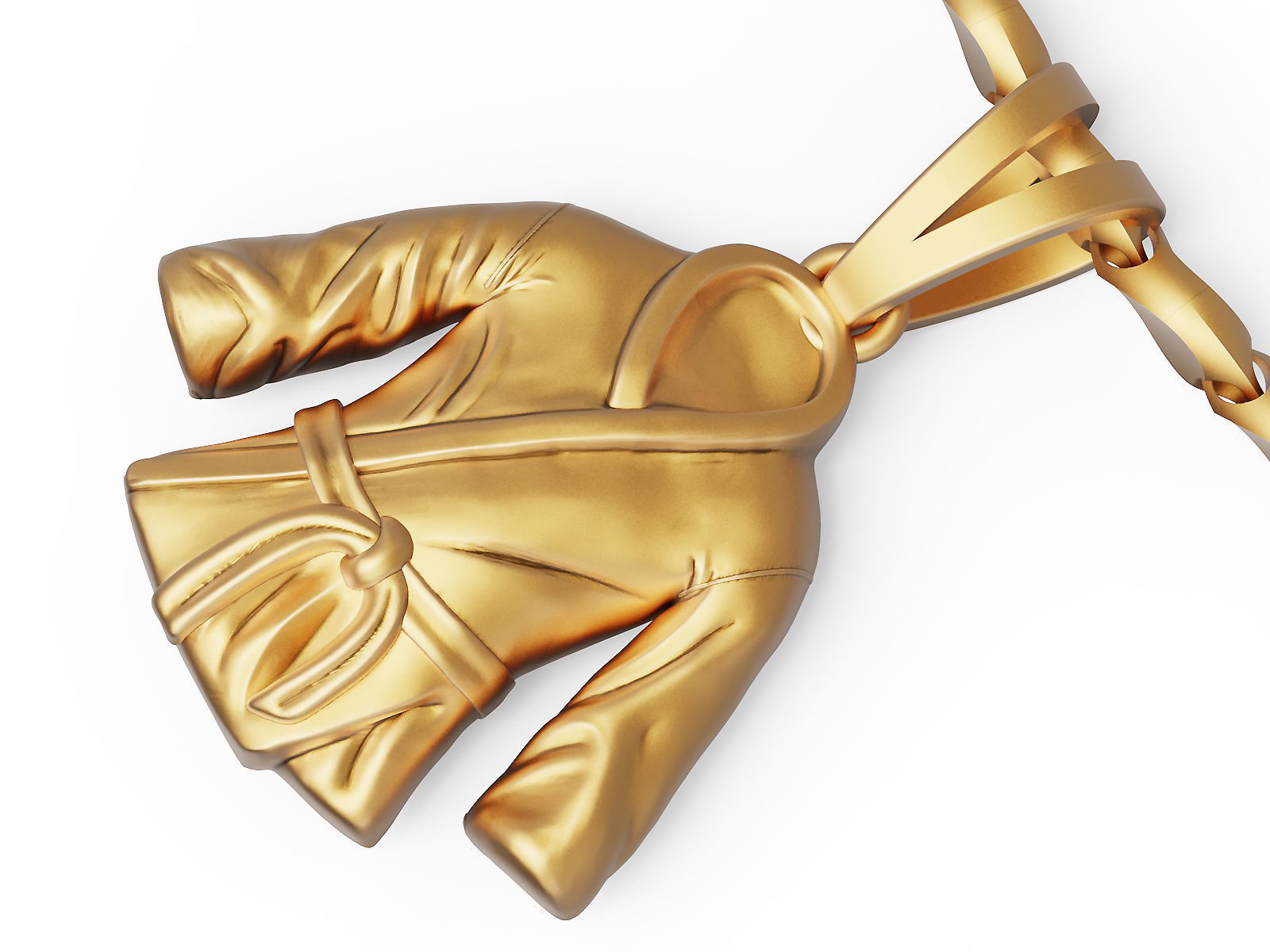 karate dress Kimono pendant Sculpture jewelry gold 3D print model_3